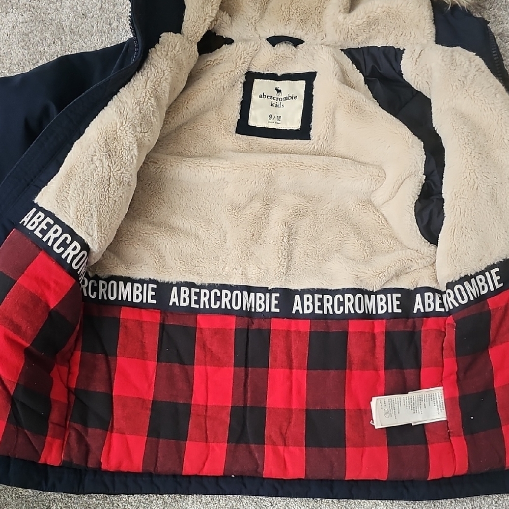 Abercrombie Kids Dark Blue Hooded Puffer Coat - Picture 3 of 7